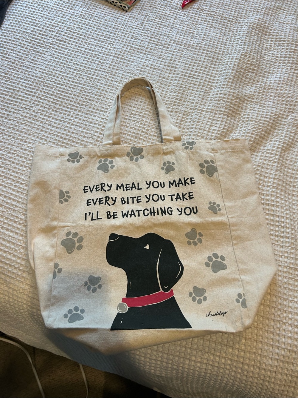 Canvas Dog Tote Bag with Black Labrador Design - Cream